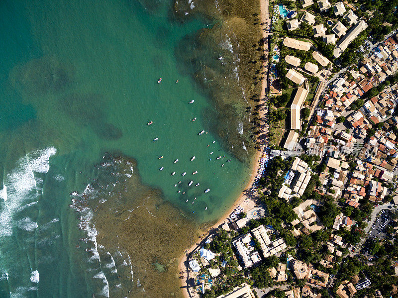在巴伊亚，巴西的Praia do Forte俯视图